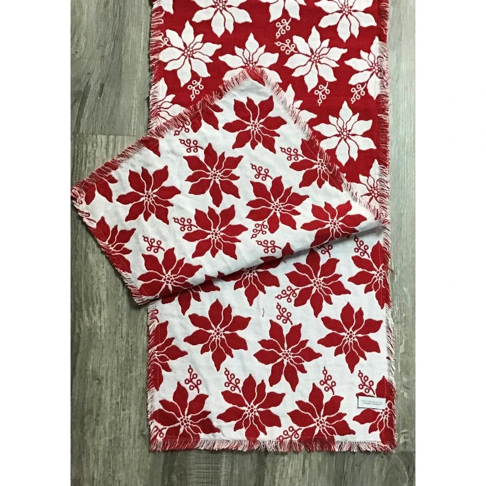 Rachel Ashwell Farmhouse Poinsettia Table Runner 18x108 Farmhouse Cottagecore